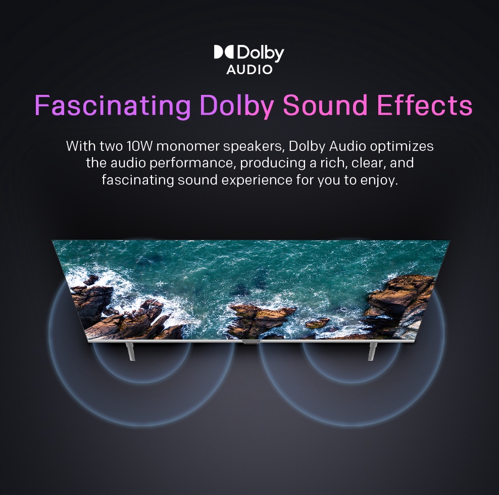 COOCAA 32 Inch Smart TV, Eye Protection Settings, Boundless Screen (32S3U) w/ wall bracket