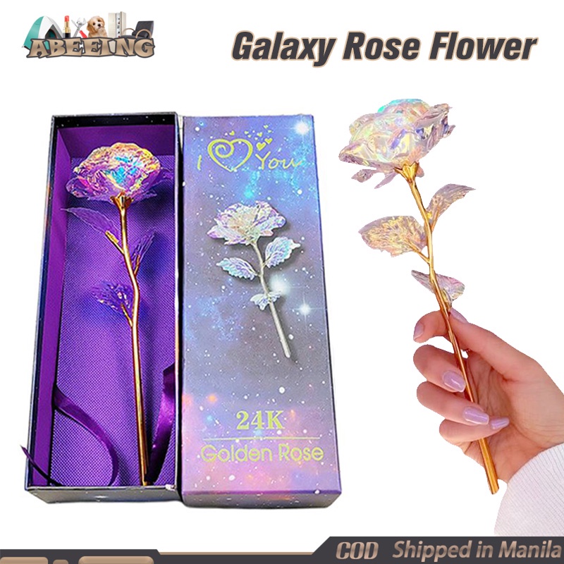 Galaxy Forever Rose Flower 24K Gold Foil Roses Galaxy Rose With Box ...