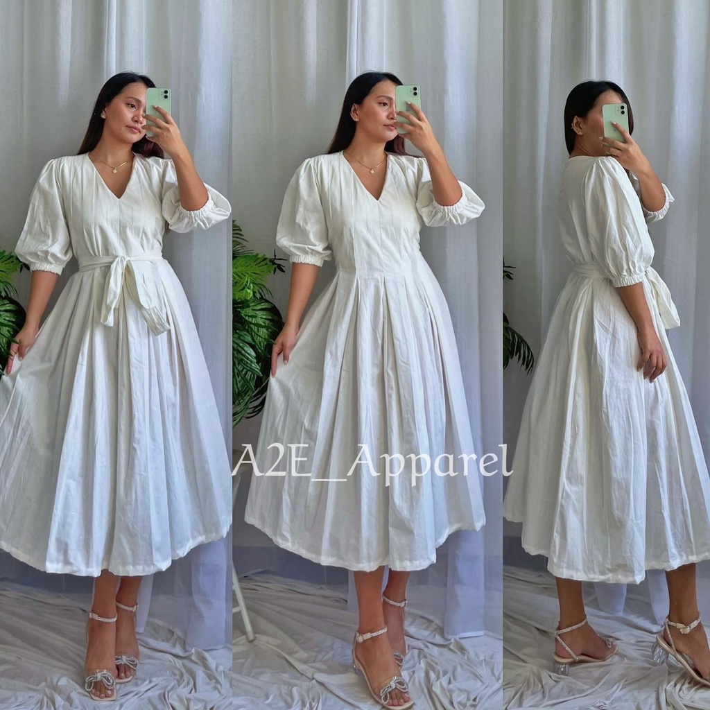 【phi local stock】modern filipiniana dress NADINE PUFF SLEEVES DRESS ...