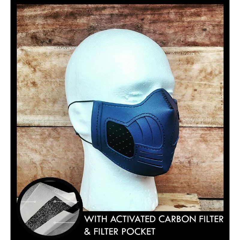 Mortal Kombat Leather Face Mask With Activated Carbon Filter And Pocket Unique Synthetic Leather