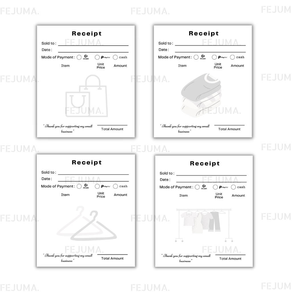Preloved Clothes Receipt/ Clothes Shop Receipt Minimalist Receipt
