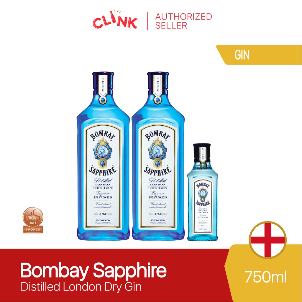 Bombay Sapphire Distilled London Dry Gin 750ml 2 Bottles with Bombay