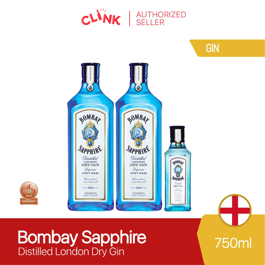 Bombay Sapphire Distilled London Dry Gin 750ml 2 Bottles With Bombay ...