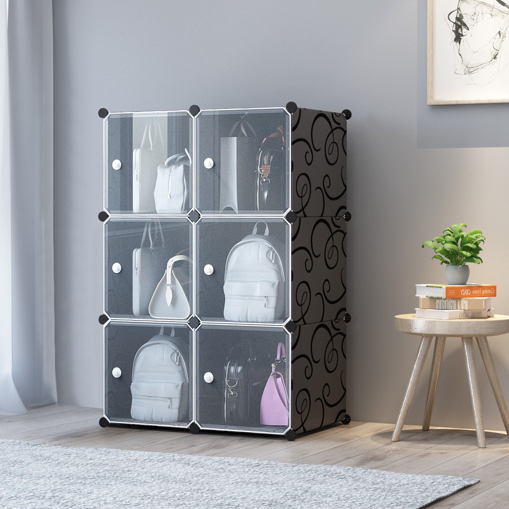 Multipurpose DIY Transparent Storage Rack Organizer Wardrobe Book ...