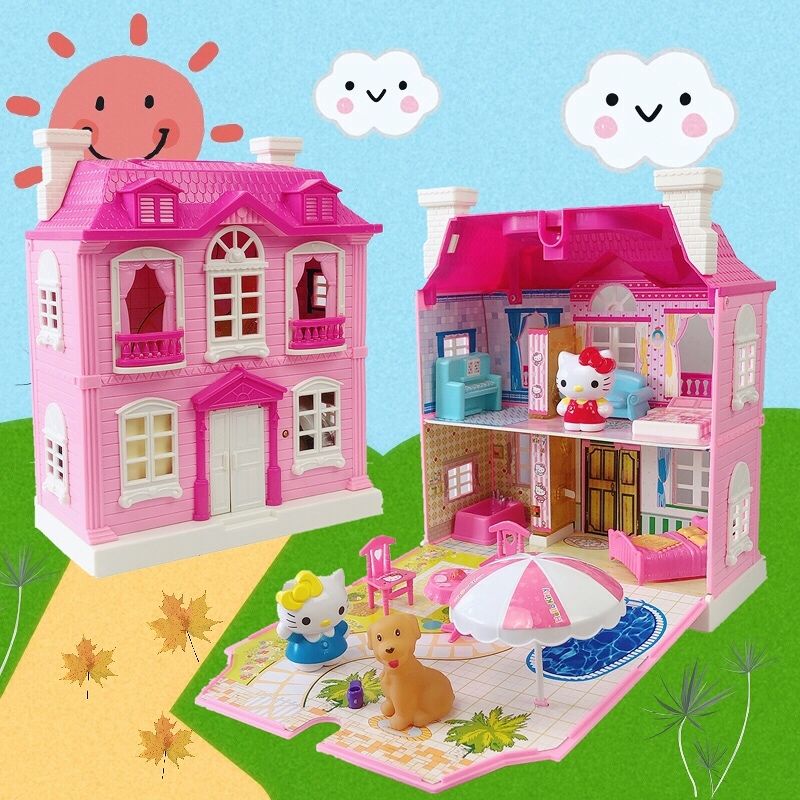 READY STOCK Hello Kitty Light and Musical Villa Doll House Furniture Hello Kitty Sound and Light Vi Shopee Philippines