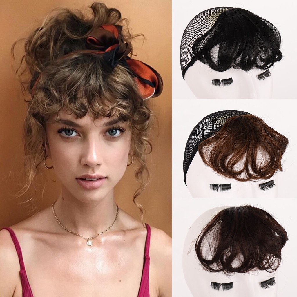 【COD】❤️❤️❤️Short Front Curly bangs Fake Fringe Clip In Hair Extensions  Heat-resistant Synthetic Fiber Black Brown Hairpiecesa
