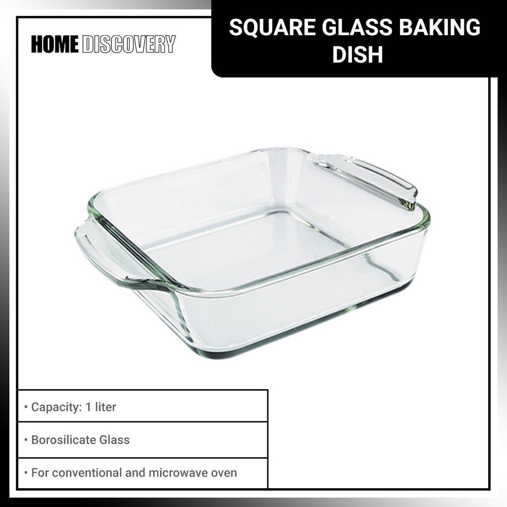 Home Discovery Square Glass Baking Dish Borosilicate Glass Oven Safe 1