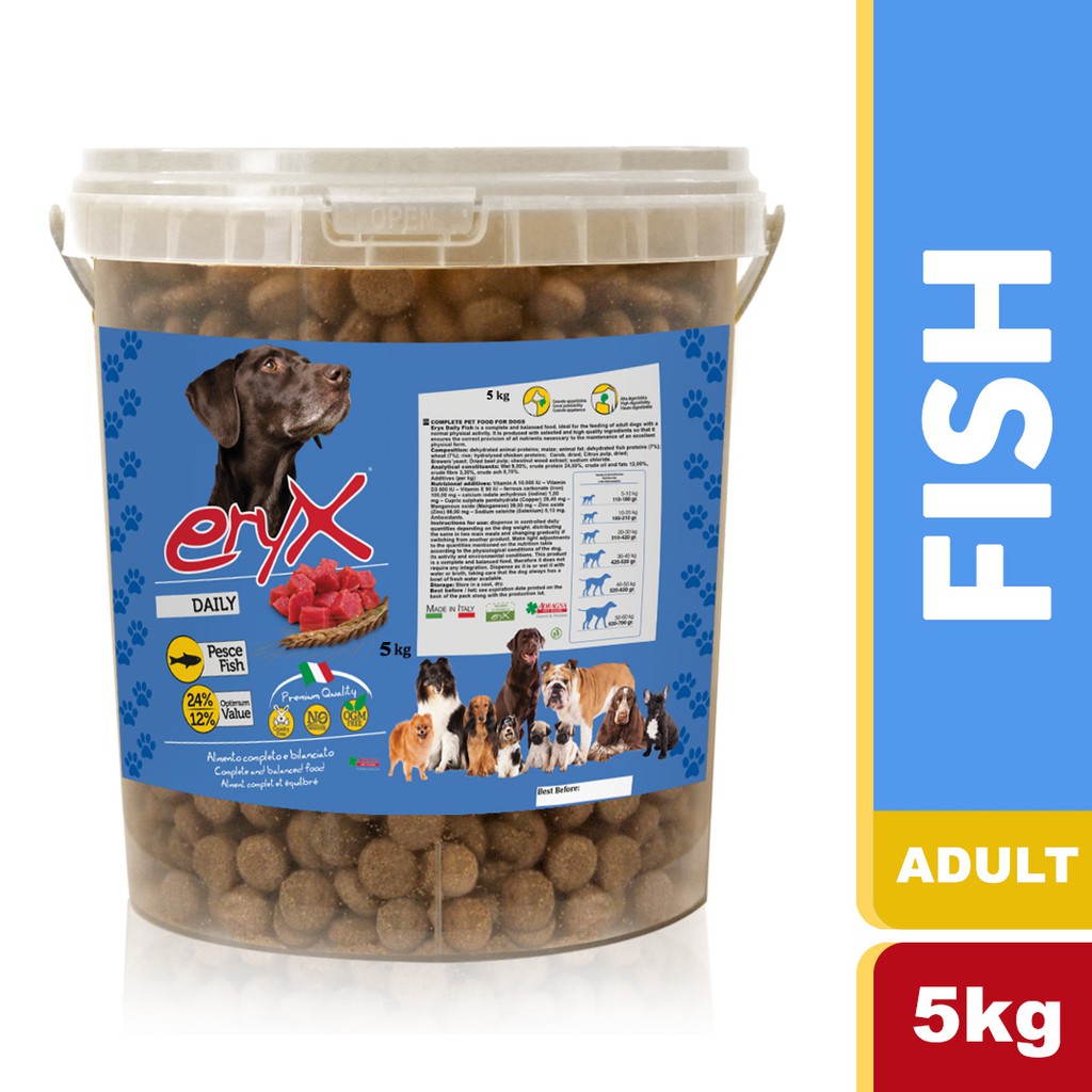 Eryx Premium Adult Dog Food FISH 5kg (Made in Italy) Dog Foods Dry Dog