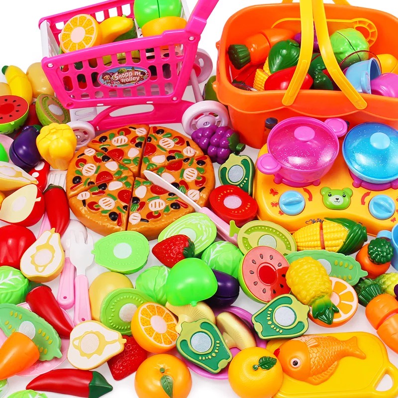 Happy Meal Safe Kitchen Toy Set Children Pretend Play Toy Plastic Food Toy Cut Fruit Vegetable