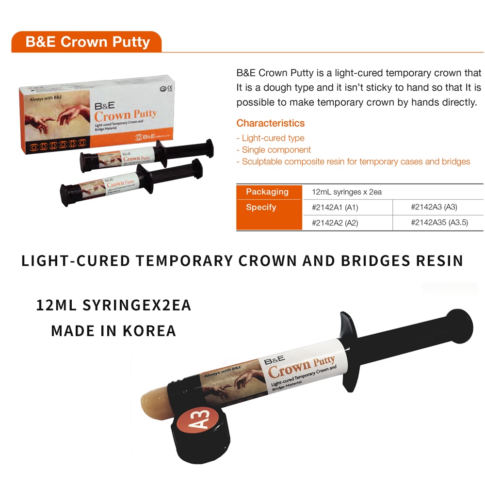 Light Cure Temporary Crown Resin Dental Supplies Syringes Temp Bridge