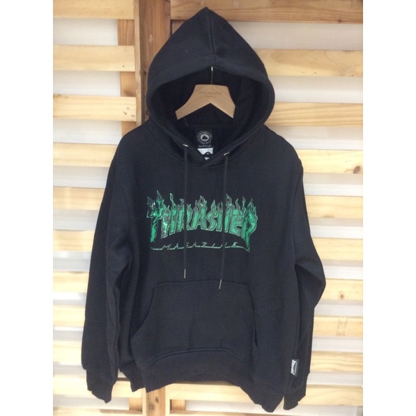 Thrasher hoodie store green flame