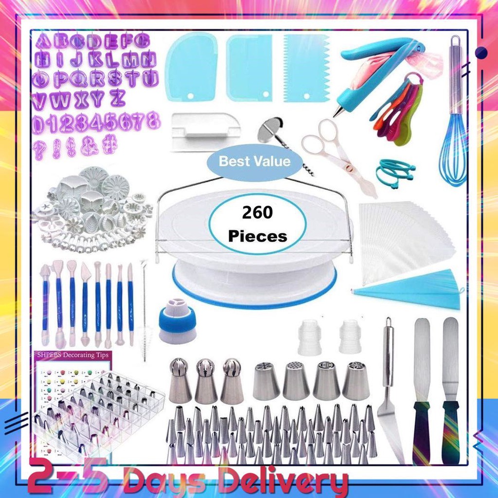 Hot Sales 260 Pieces Turntable Decorating Nozzle Set Cake Baking