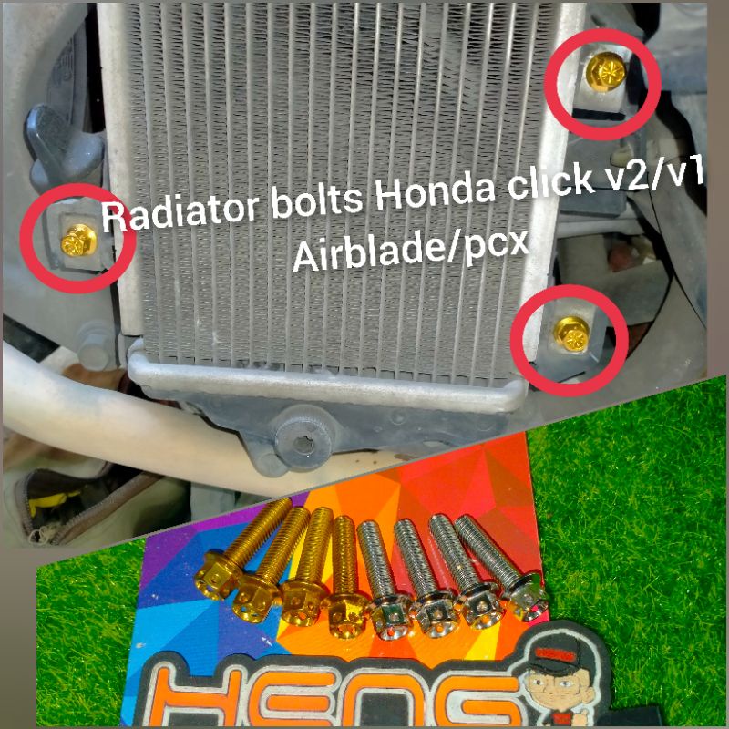 Heng Radiator bolts Cover for Honda Click v2/v3/Airblade/adv150/pcx ...