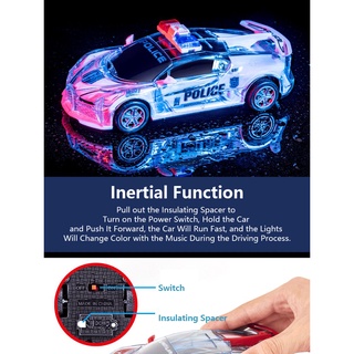 Children's Inertia Glide Music Sound Light Police Car Toy Car | Shopee ...