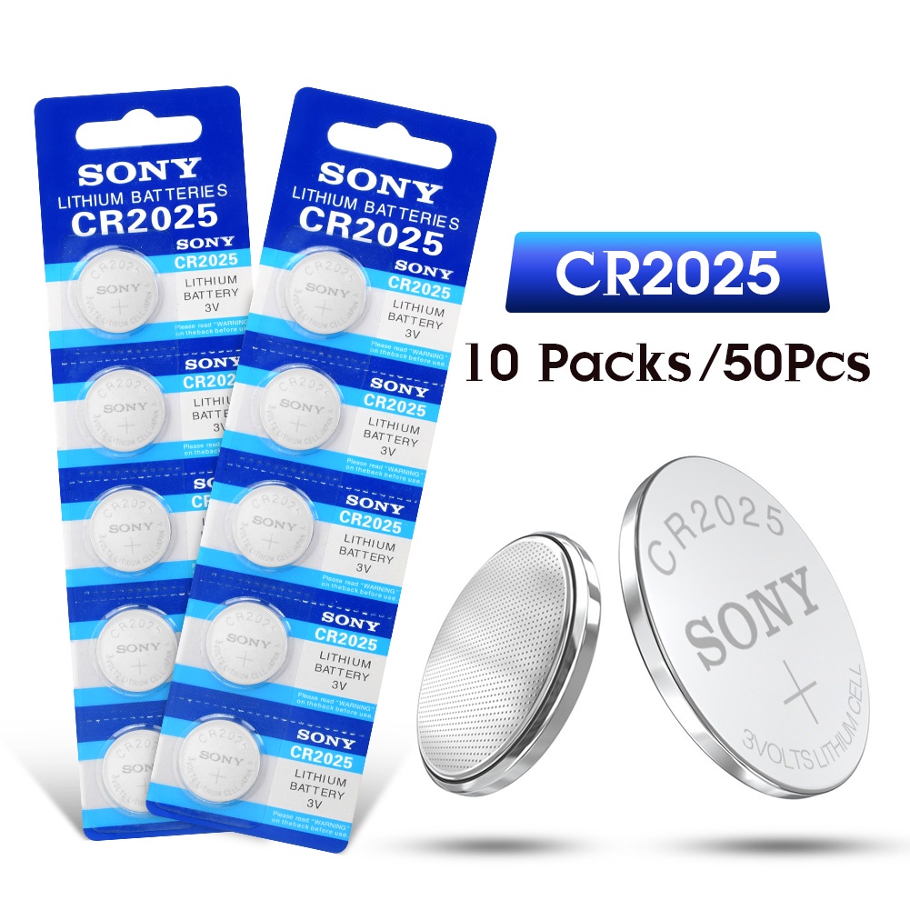 50Pcs SONY CR2025 Lithium Battery CR 2025 ECR2025 DL2025 BR2025 2025 ...