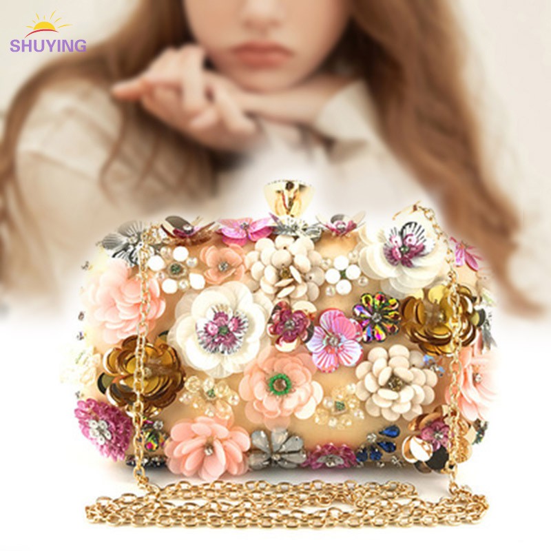 Colorful Flower Purse Evening Bags Women Formal Party Wedding Prom