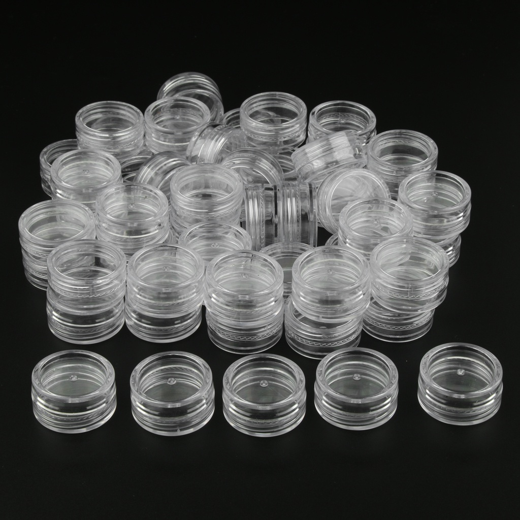 50 Pieces 3g Pot Jars Lotion Cream Sample Empty Container Clear ...