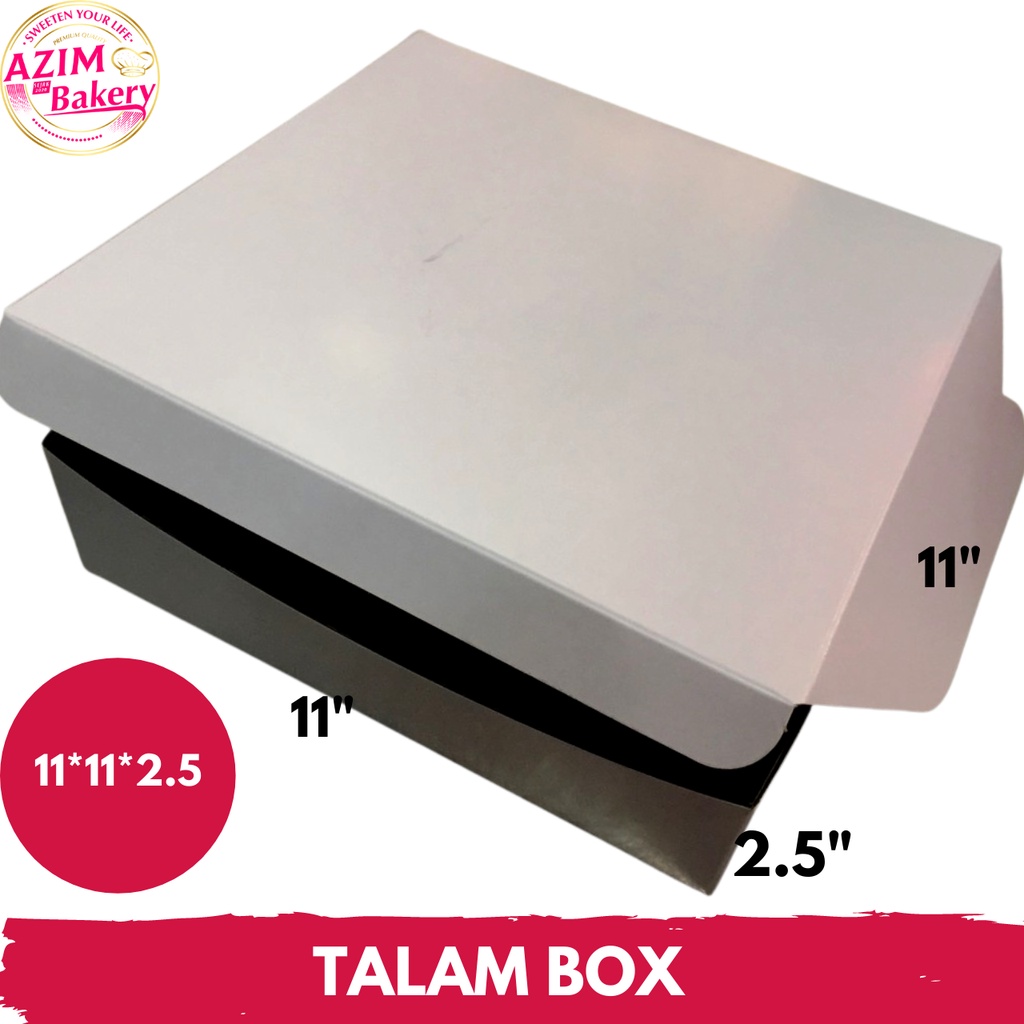 Talam Box No Window 11X11X2.5 (50Pcs) Talam Cake Box Layered Cake Box ...