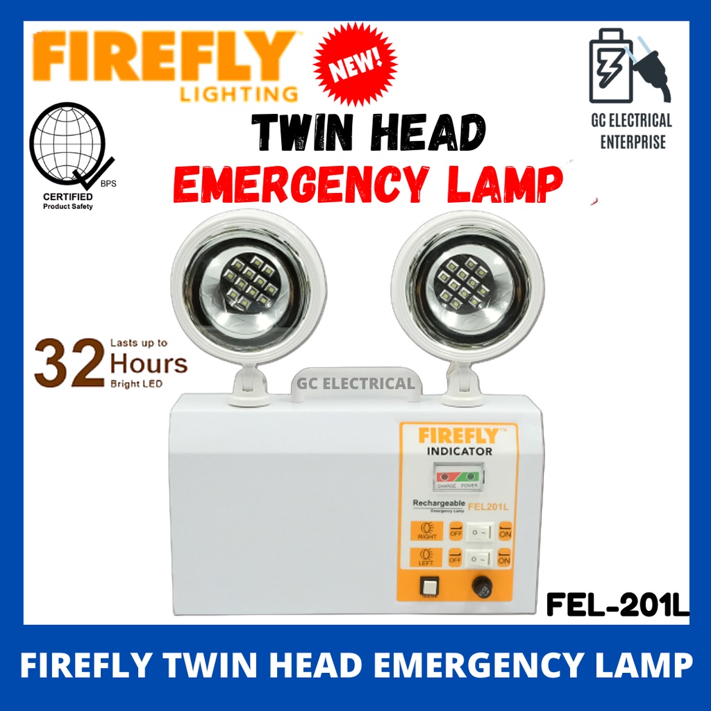 FIREFLY Rechargeable LED Twin Head Emergency Lights FEL201L Twinhead ...