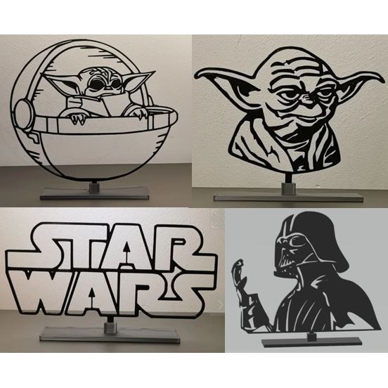 Star wars Yoda BabyYoda Dark Vader Star Wars display table office room ...