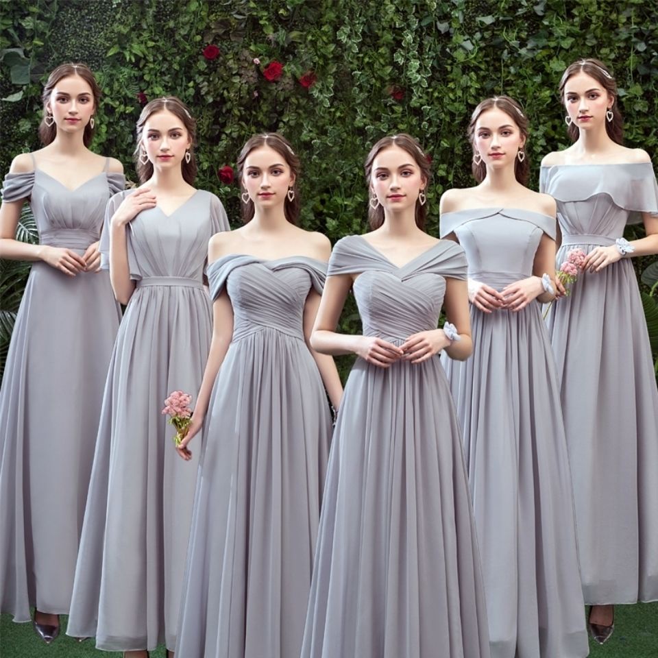 Gray long cheap gown