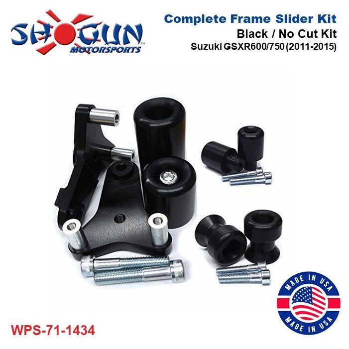 Shogun Complete Frame Slider Kit Suzuki GSXR, Black/No Cut Kit 71