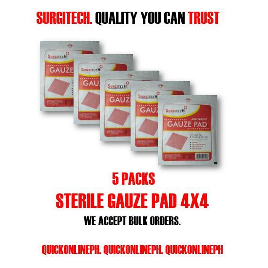 Sterile Gauze Pad 4x4, Pack of 5 Surgitech/Ishield/Truecare
