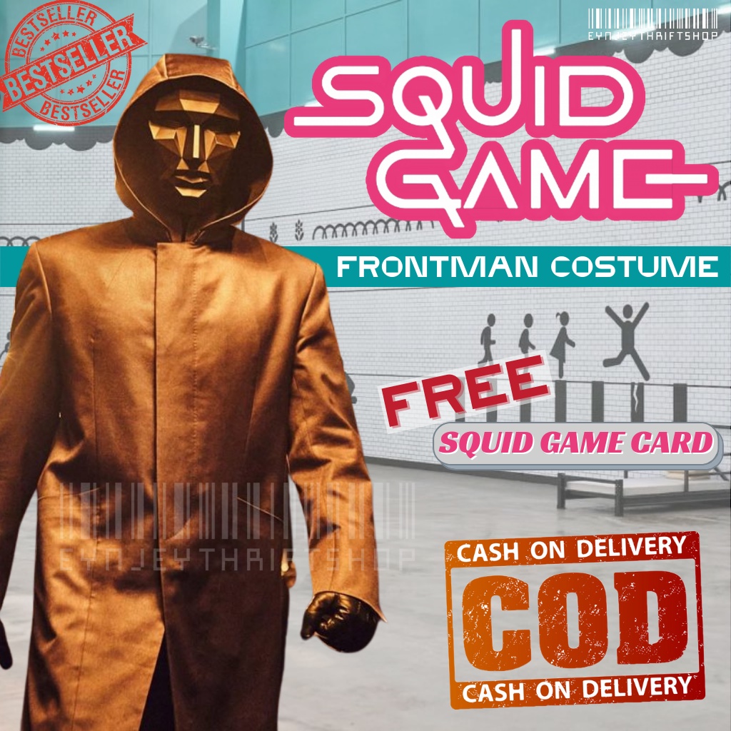 Squid Game Frontman Costume Boss Costume Black Coat and Front Man Mask