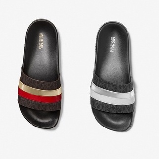 Michael kors metallic on sale slides