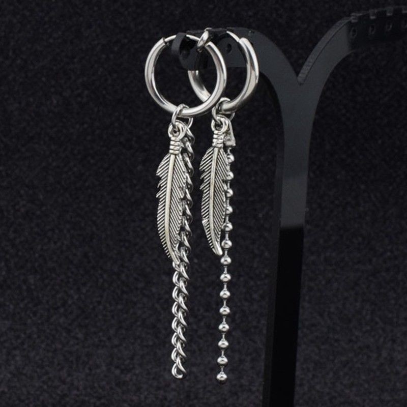 KPOP BTS Bangtan Boys JUNGKOOK Earrings Stud Doulbe Ring Chain Feather Earrings Shopee Philippines