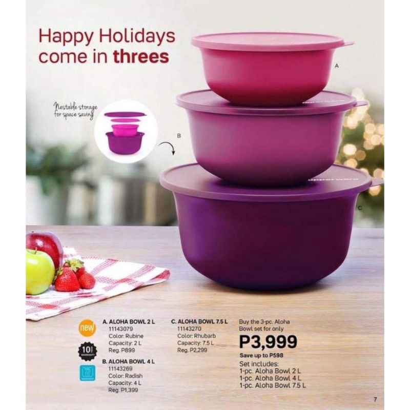 Tupperware Aloha Bowl Set of 3pcs Shopee Philippines