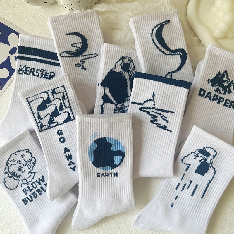 White socks for women ins tide allmatch midtube socks highvalue