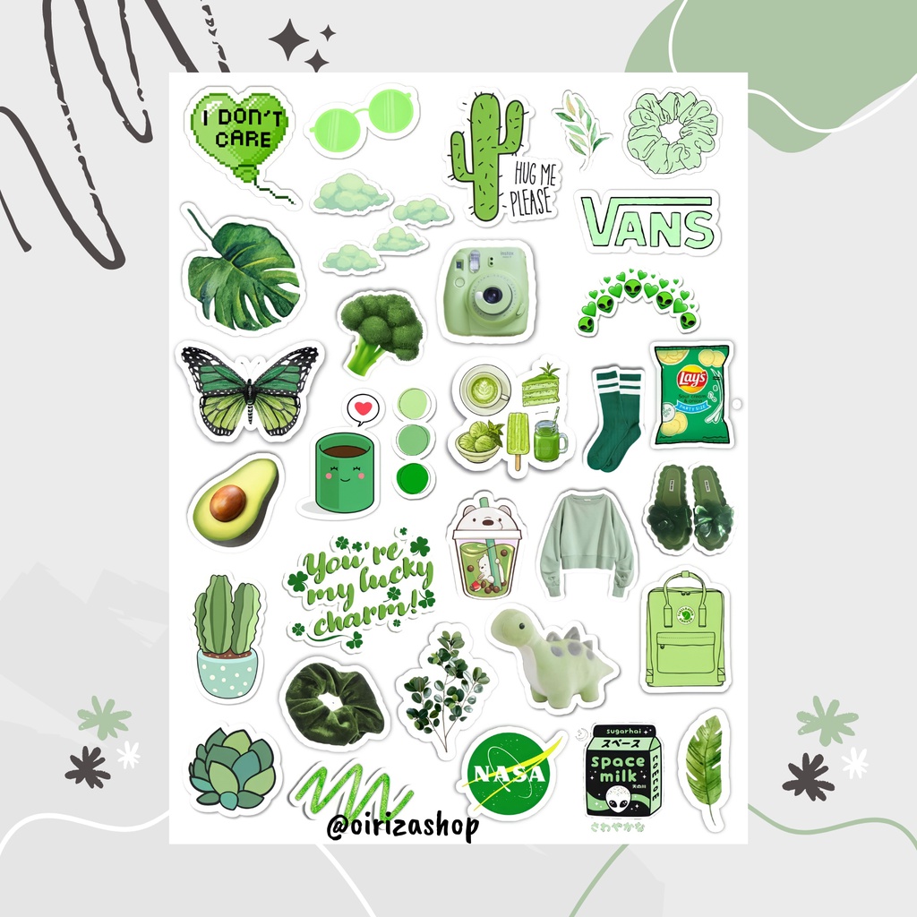 Hp Tumblr Sticker Green Aesthetic Sticker Pack A6 Cutting Sticker Shopee Philippines