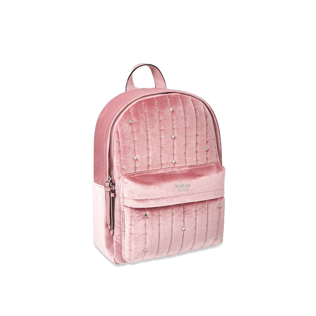 Pink velvet backpack on sale