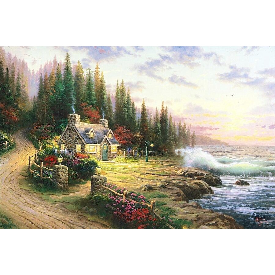 Thomas Kinkade Pine Cove Cottage Painting Jesus Rolls Pictures For ...