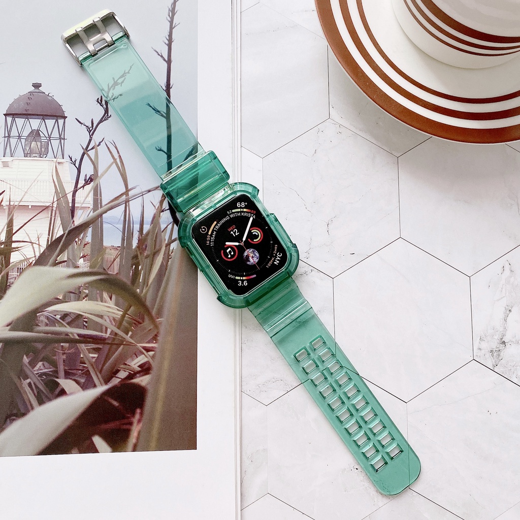 Jelly iWatch Strap for iWatch Serise 7 6 SE 5 4 3 2 Clear Plastic Watch ...