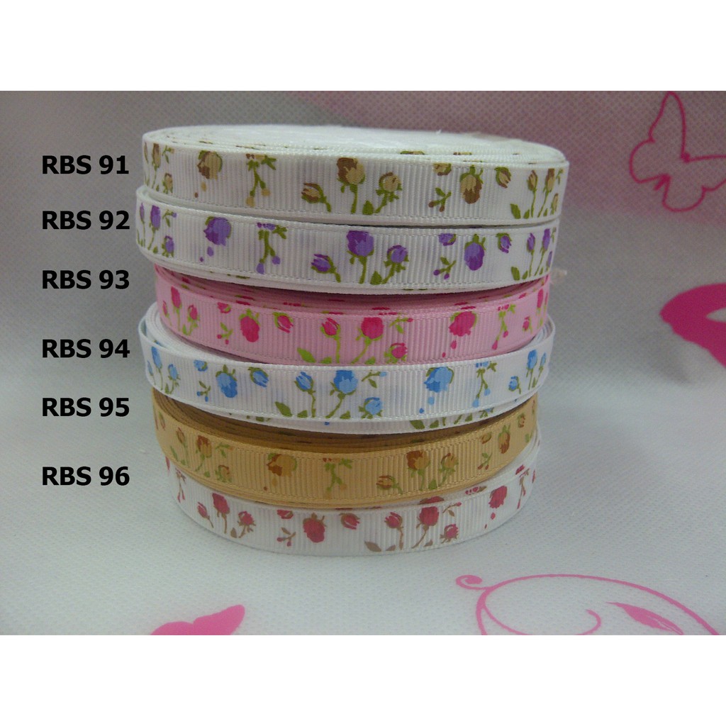 [10Yard] Grosgrain Ribbon Flower MOTIF RBS 91,92,93,94,95,96 | Shopee ...