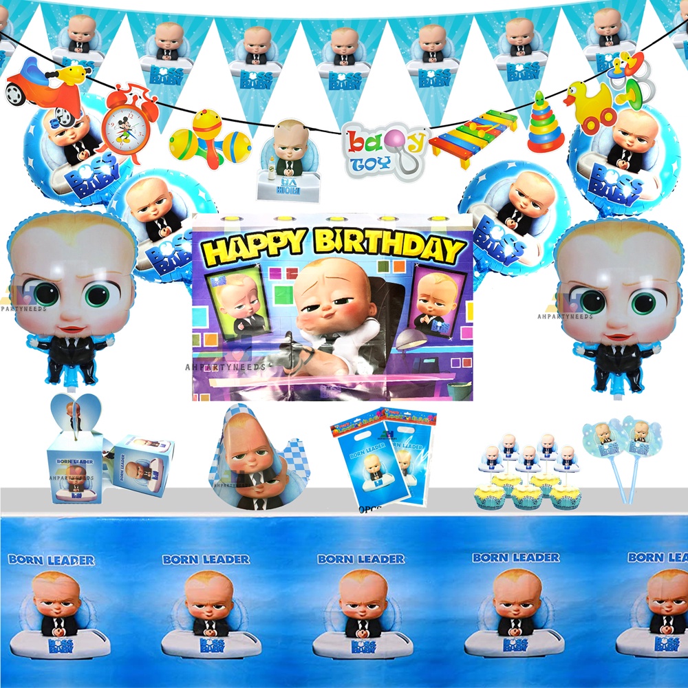 Boss Baby Theme Birthday Decoration Balloon Backdrops Kid's Happy Party ...