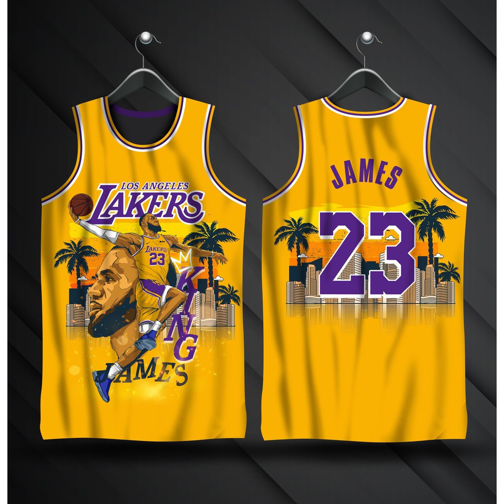 KING JAMES 23 Yellow Jersey Lebron James Jersey Sublimation Jersey