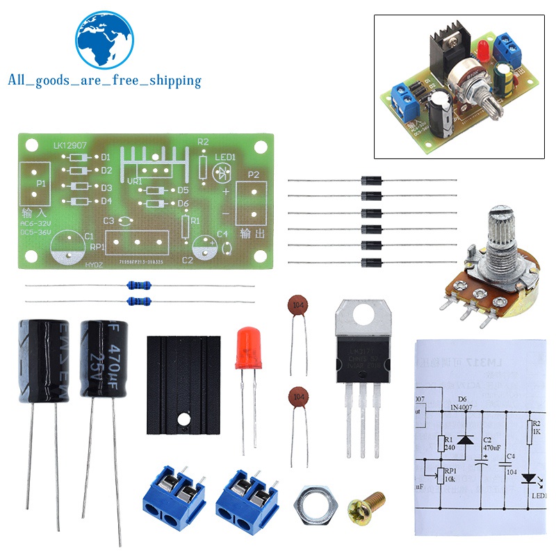 LM317 Adjustable Power Supply Kit Continuous Adjustable DC Power Supply