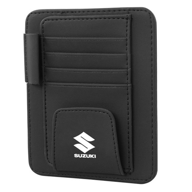 GTIOATO Car Sun Visor Card Pen Bill Organizer Leather Sunglasses Clip Holder For Suzuki Ertiga