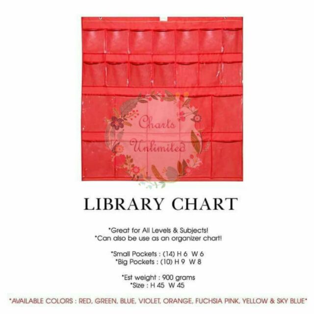 LIBRARY POCKET CHART BY CHARTS UNLIMITED | Shopee Philippines