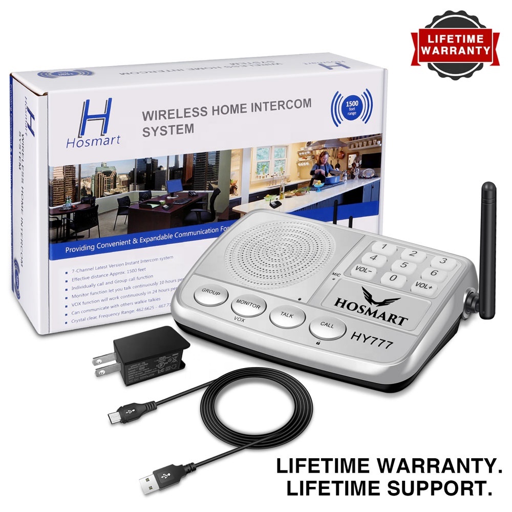 Wireless Intercom System Hosmart 1/2 Mile Long Range 7-Channel Security ...
