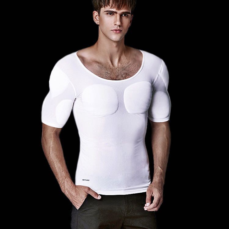 Men Fake Muscle Chest Underwear Padded Shirt Enhancers Male Posture Body  Shaper Invisible Increased