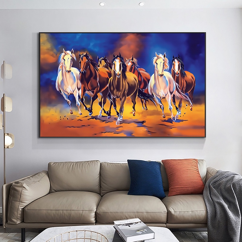 Modern 7 Running Horses Animal Canvas Painting Wall Art Posters and ...