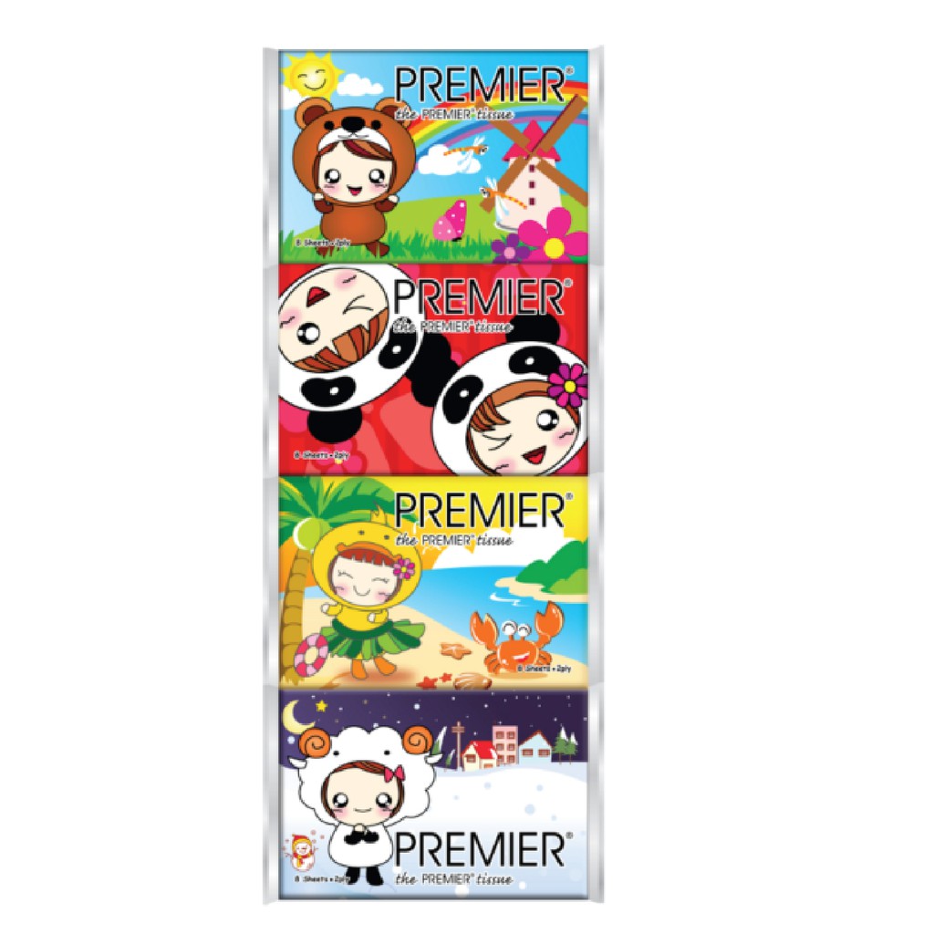 PREMIER Pocket Size Facial Tissue Paper 2 Ply Thicker Embossed Tissue ...