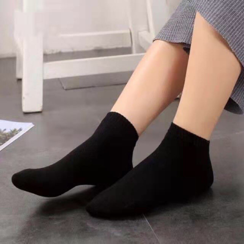 COD☑️12Pairs Unisex Plain Black Cotton socks | Shopee Philippines