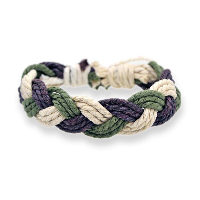 Handmade Braided Bracelet 3 Ropes Cotton Linen String Weave Bracelet ...