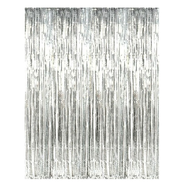 Metallic Tinsel Foil Fringe Curtain Backdrop Silver Shopee Philippines