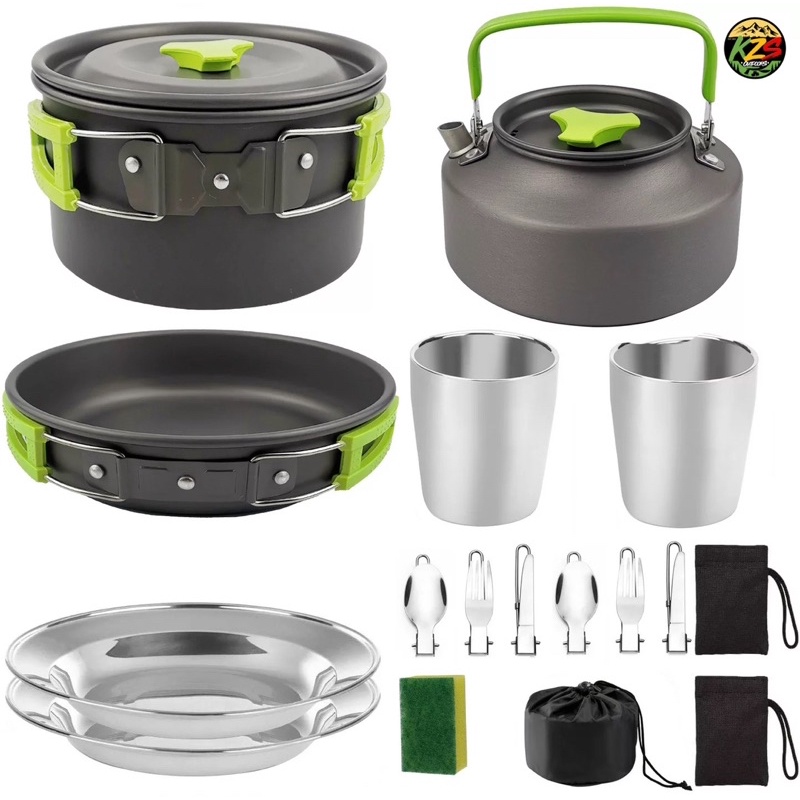 KZS CAMPING COOKSET WITH KETTLEPORTABLE OUTDOOR COOKSET(23 people) Shopee Philippines